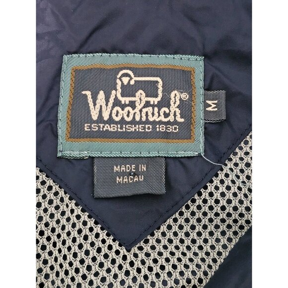 Woolrich Men's Navy Windbreaker Jacket Size M Nylon/Polyamide Hood in Collar - Picture 4 of 5